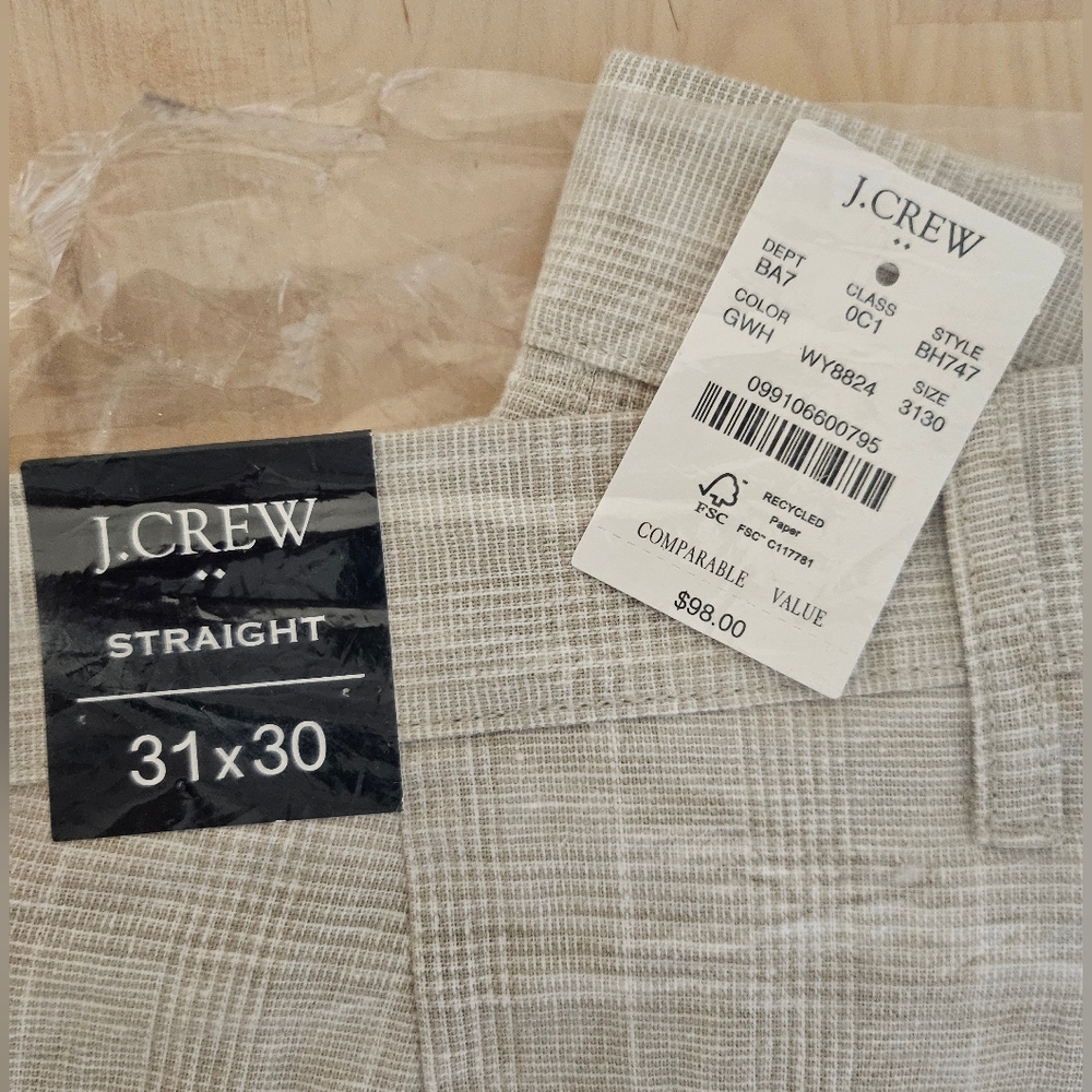 Linen pants 31x30 j crew nwt